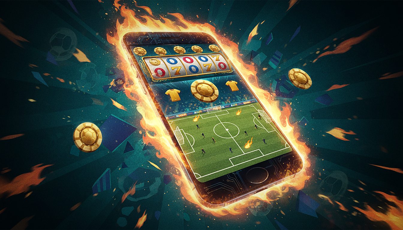 smartphone glowing with a casino game screen, on-the-go theme